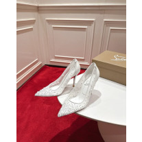 Christian Louboutin White Mesh Pearl Crystal 100mm Stiletto Heel Pumps