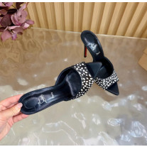 Christian Louboutin Black‑Base Dalmatian Pony Hair 100mm Stiletto Heel Mules