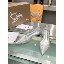 Christian Louboutin Clear PVC Crystal Embellished Pointed‑Toe Flat Pumps