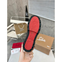 Christian Louboutin Black Suede Lug‑Sole Chelsea Ankle Boots