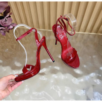 Christian Louboutin Red Patent Leather Ankle‑Strap Platform High‑Heel Sandals 120mm heel