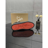 Christian Louboutin Black Suede‑Leather Mix Low‑Top Fashion Sneakers