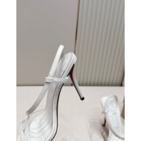Christian Louboutin White Patent Leather 100mm Stiletto Heel Slingback Sandals