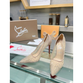 Christian Louboutin Nude Mesh Crystal‑Embellished 100mm heel Pump