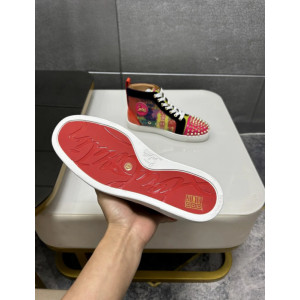 Christian Louboutin Multicolor Tie‑Dye Print Spiked High‑Top Sneakers