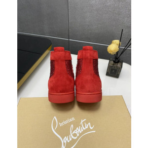 Christian Louboutin Louis Orlato Strass Red Crystal High Top Sneakers