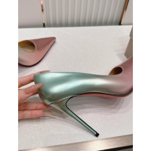 Christian Louboutin Pink‑Mint Gradient Patent 85mm Stiletto Heel Pointed‑Toe Pumps