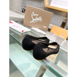 Christian Louboutin Black Mesh Crystal‑Dot Flat Pointed Pump