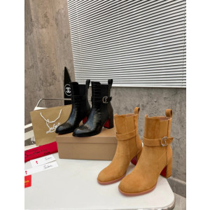 Christian Louboutin Black Croc‑Effect Leather 85mm Block‑Heel Chelsea Ankle Boots with CL Buckle