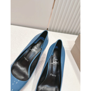 Christian Louboutin Sky Blue Patent Leather 85mm Stiletto Heel Pointed‑Toe Pumps