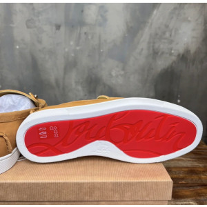 Christian Louboutin Tan Nubuck Slip‑On Loafers