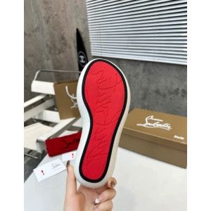 Christian Louboutin White Leather Flat Slide Sandal