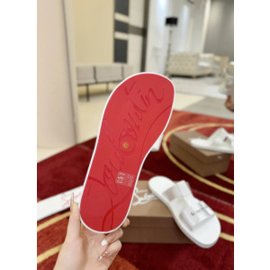Christian Louboutin Loubi Queen White Leather Flat Sandals
