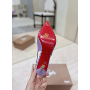 Christian Louboutin Lavender Patent Leather 85mm Pointed‑Toe Slingback Stiletto Heel Pumps