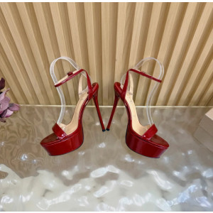 Christian Louboutin Red Patent 150mm Platform Ankle‑Strap Heel Sandals