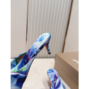 Christian Louboutin Multicolor Satin 70mm Bow Heel Mule Sandals