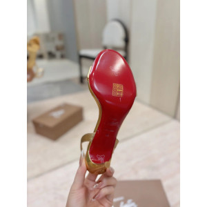 Christian Louboutin Gold Laminated Leather 85mm Stiletto Heel Ankle‑Strap Sandals