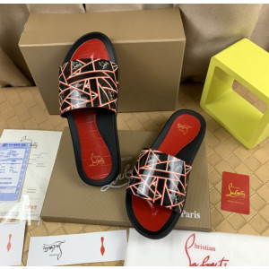 Christian Louboutin Geometric‑Print Logo Slide Sandals