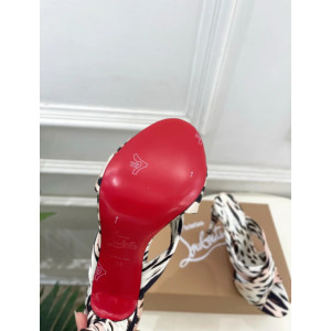 Christian Louboutin Leopard‑Print Satin Twist‑Strap Mule High‑Heel Sandals