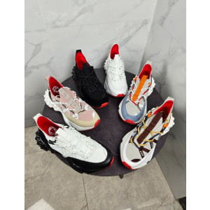 Christian Louboutin White‑Black Spiked Chunky Lace‑Up Sneakers Red Lining