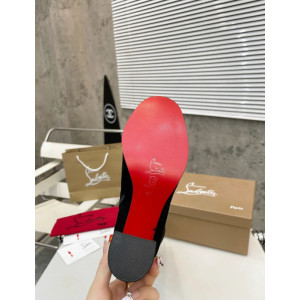 Christian Louboutin Black Smooth Leather 85mm heel Block‑Heel Knee‑High Boots