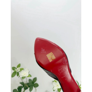 Christian Louboutin Burgundy Patent 85mm Pointed‑Toe Mule Heels