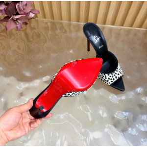 Christian Louboutin Dalmatian Print Pony Hair 100mm Stiletto Heel Mules