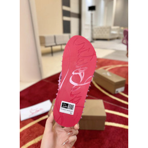 Christian Louboutin Pink Rubber Stud‑Decorated Flip‑Flops