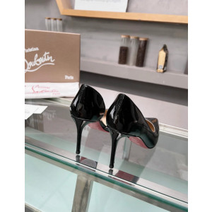 Christian Louboutin Black Patent Leather Half‑d'Orsay Pointed‑Toe 100mm heel Pumps