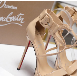 Christian Louboutin Nude Patent 150mm Ankle‑Strap Heel Platform Sandals