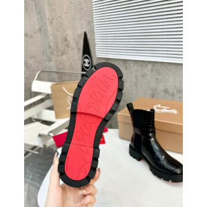 Christian Louboutin Black Croc‑Embossed CL‑Buckle Chelsea Lug‑Sole Ankle Boots