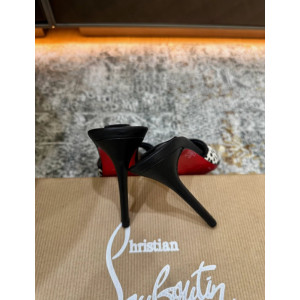 Christian Louboutin Dalmatian‑Print Calf Hair Backless Mule High Heel Sandals