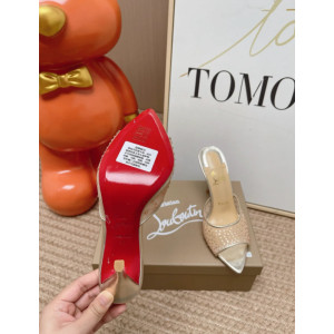 Christian Louboutin Gold Mesh Crystal‑Embellished 100mm Stiletto Heel Mules