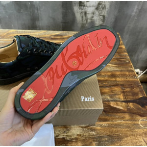 Christian Louboutin Green Camouflage Gunmetal‑Spiked Low‑Top Sneakers