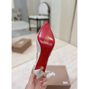 Christian Louboutin White Patent Leather 100mm Stiletto Heel Slingback Pumps
