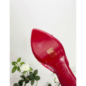 Christian Louboutin Red Mesh Crystal 70mm Pointed‑Toe Mule Heels