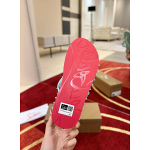 Christian Louboutin Mint Green Spiked Rubber Flip‑Flops