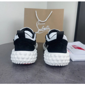 Christian Louboutin Black‑White Bubble‑Sole Lace‑Up Chunky Sneakers
