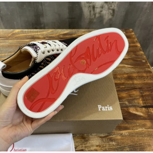 Christian Louboutin Multicolor Tweed Patchwork Low‑Top Sneakers