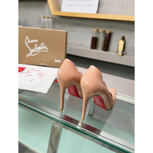 Christian Louboutin Nude Patent Scalloped 100mm heel Pump