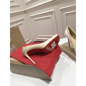 Christian Louboutin Ivory Satin Bow 100mm Square Toe Stiletto Pumps