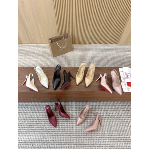 Christian Louboutin Burgundy Leather 85mm Pointed Toe Slingback Pumps