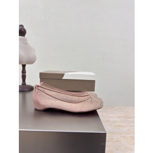 Christian Louboutin × Maison Margiela Nude Mesh Crystal Tabi Split‑Toe Flat Shoes