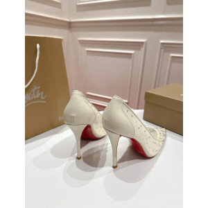Christian Louboutin Ivory Mesh Pearl Crystal 85mm Stiletto Heel Follies Strass Pumps