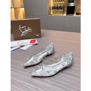 Christian Louboutin Clear PVC Crystal‑Embellished Pointed Toe Flat Pumps