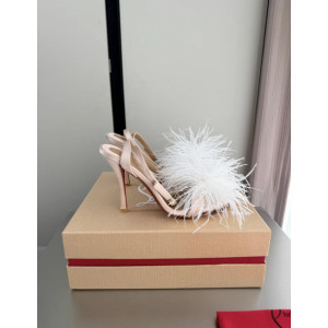 Christian Louboutin Nude Feather 100mm Slingback Stiletto Sandals