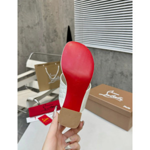 Christian Louboutin White Croc‑embossed Leather 55mm Block Heel Mule Sandal