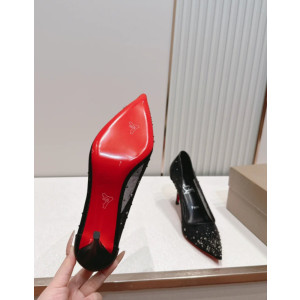 Christian Louboutin Black Mesh 85mm Stiletto Heel Pointed‑Toe Pumps