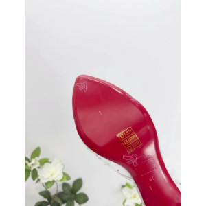 Christian Louboutin White Mesh Crystal 85mm Pointed‑Toe Mule Heels
