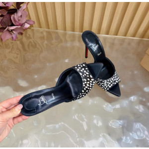 Christian Louboutin Black‑Base Dalmatian Pony Hair 100mm Stiletto Heel Mules